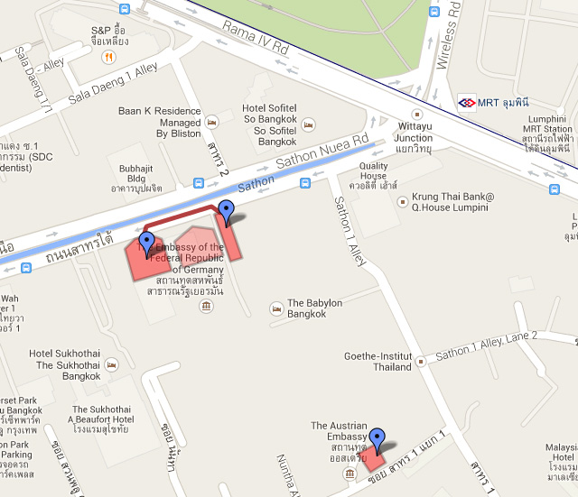 Anfahrt Niederlassung Bangkok - GoogleMaps